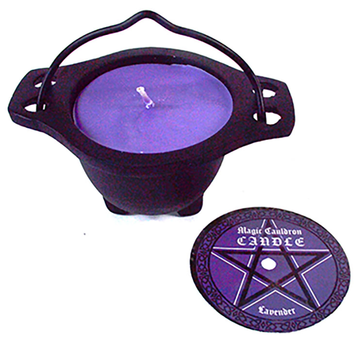 Lavender candle in cauldron (image for) Lavender candle in cauldron